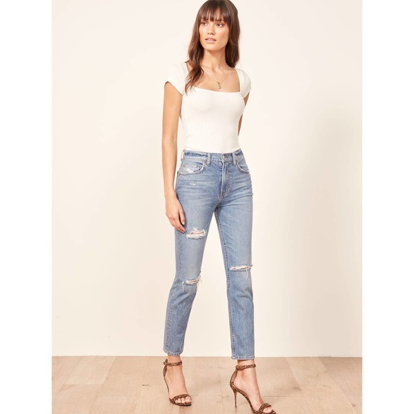 NWT Reformation Julia‎ High Cigarette Slit Hem Size 24 - Picture 1 of 4